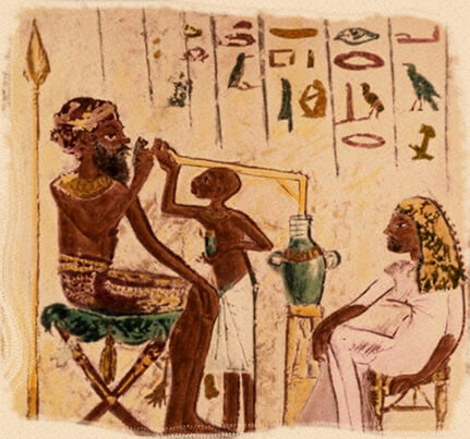 uma das primeiras pinturas de povos antigos consumindo cerveja